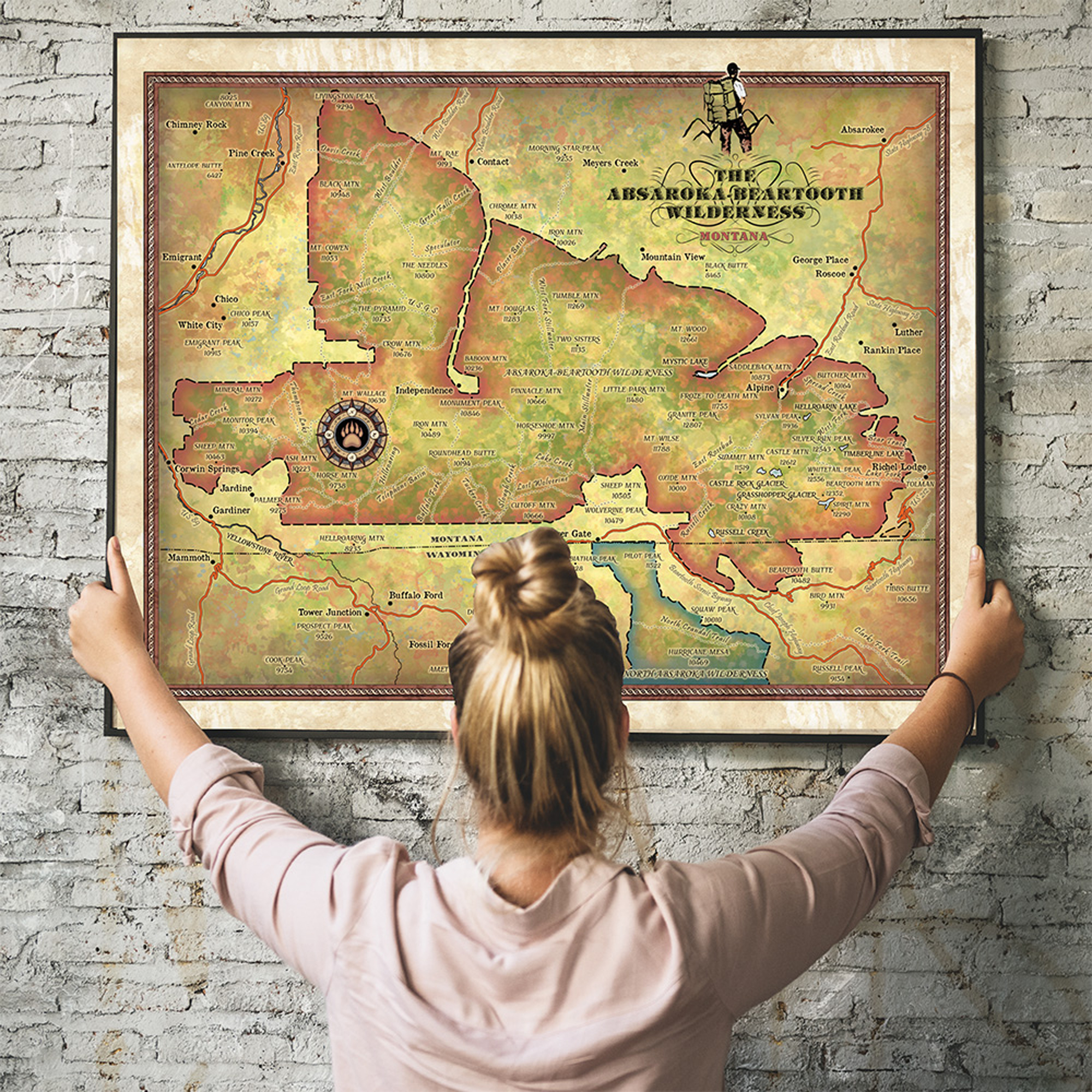 Asaroka & Beartooth Wilderness Montana Mapa Arte Impresión Póster Pared Hogar Decoración Regalo - Imagen 57 de 63