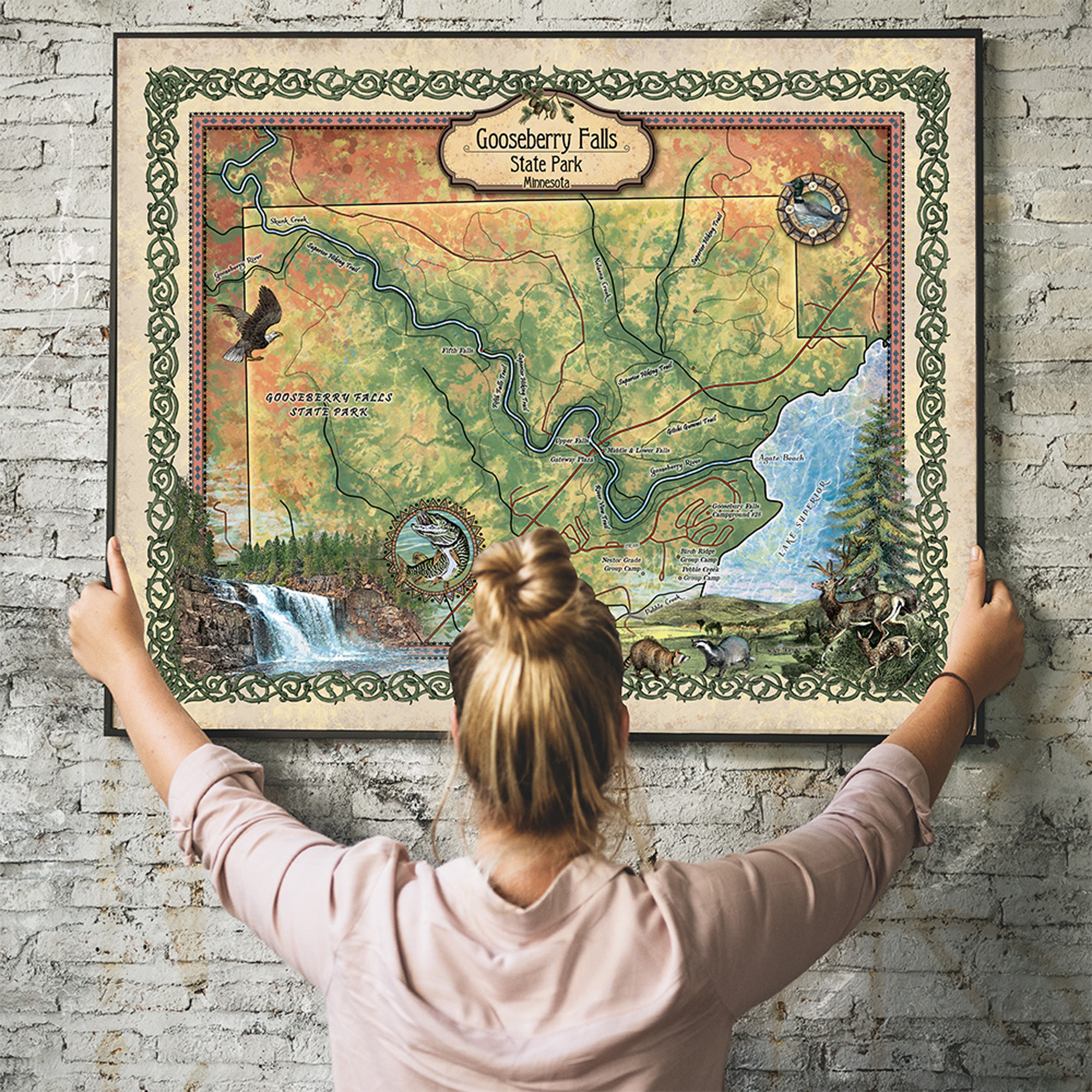 Gooseberry Falls Park Minnesota Karte Kunstdruck Poster Vintage Wand Wohndeko - Bild 30 von 63