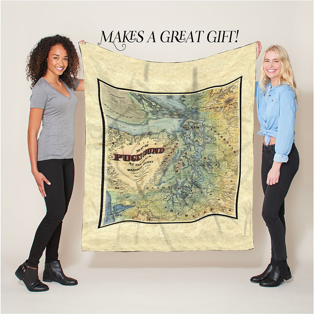 Puget Sound Washington Map Fleece Blanket Super Soft Polyester Throw Blanket - Imagen 9 de 12