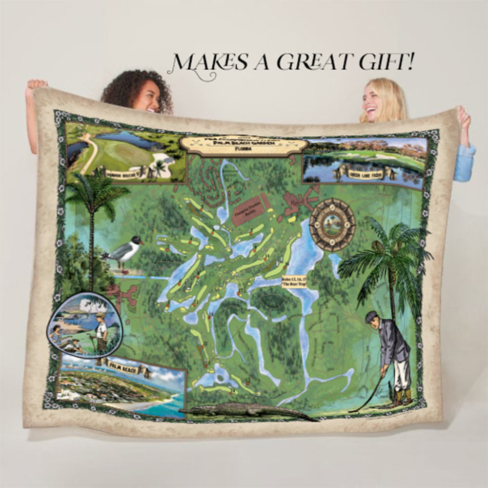 Manta de poliéster súper suave y acogedora manta de lana esponjosa con mapa de Palm Beach Gardens Florida - Imagen 9 de 12