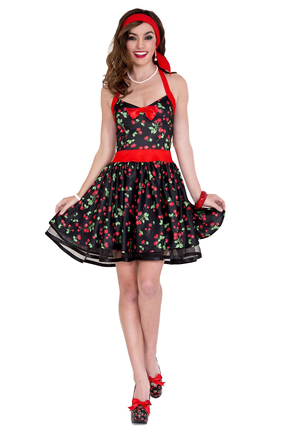 Adult Retro Cherries Print Women Costume 60s, 70s & 80s Costumes
