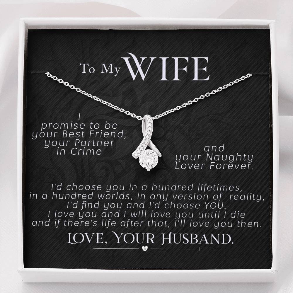 To My Wife Necklace Anniversary Gift CZ Pendant Gift For Her, I Promise To Be!
