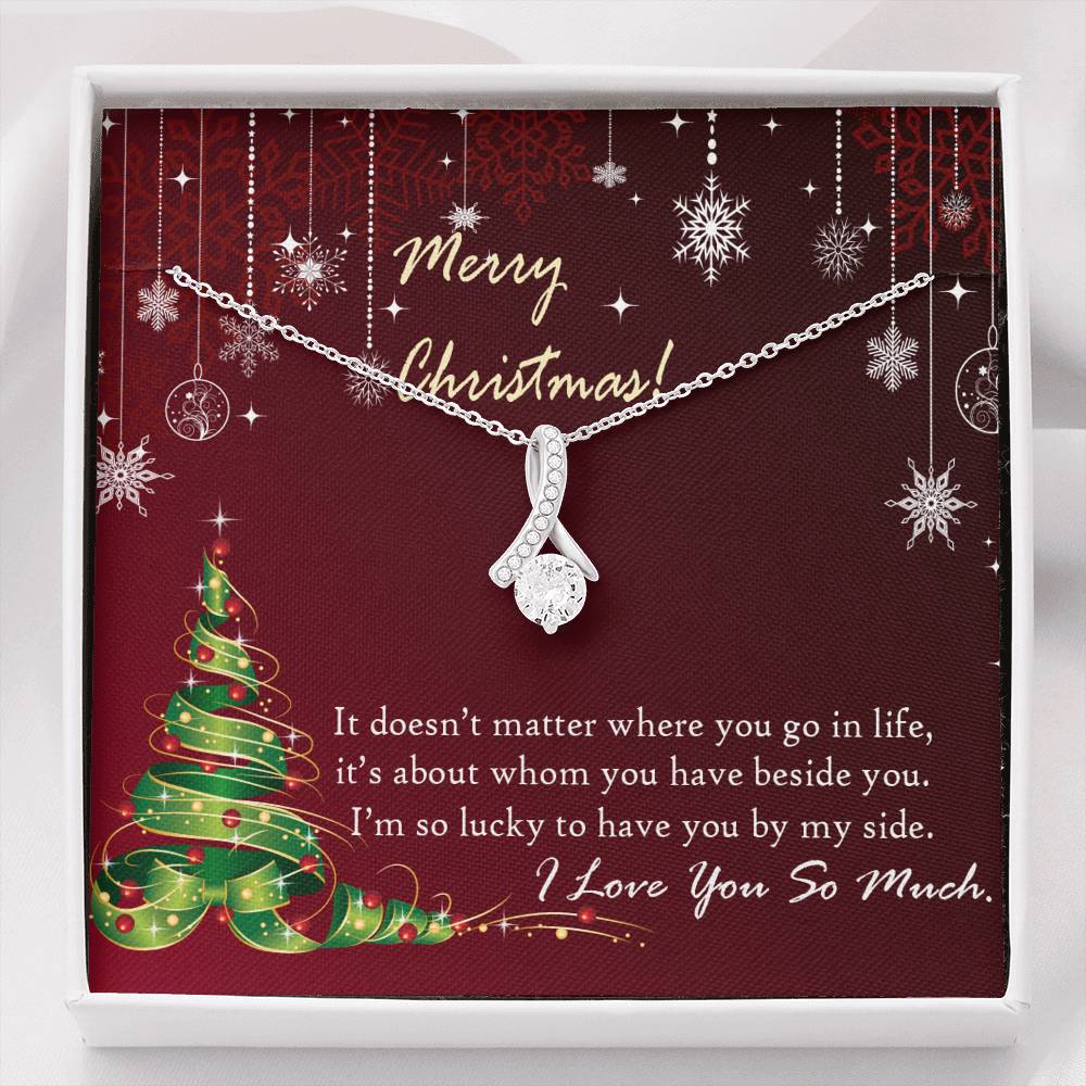 Christmas Gift To My Wife|Girlfriend CZ Pendant Necklace Jewelry Gift, So Lucky! - Picture 11 of 12