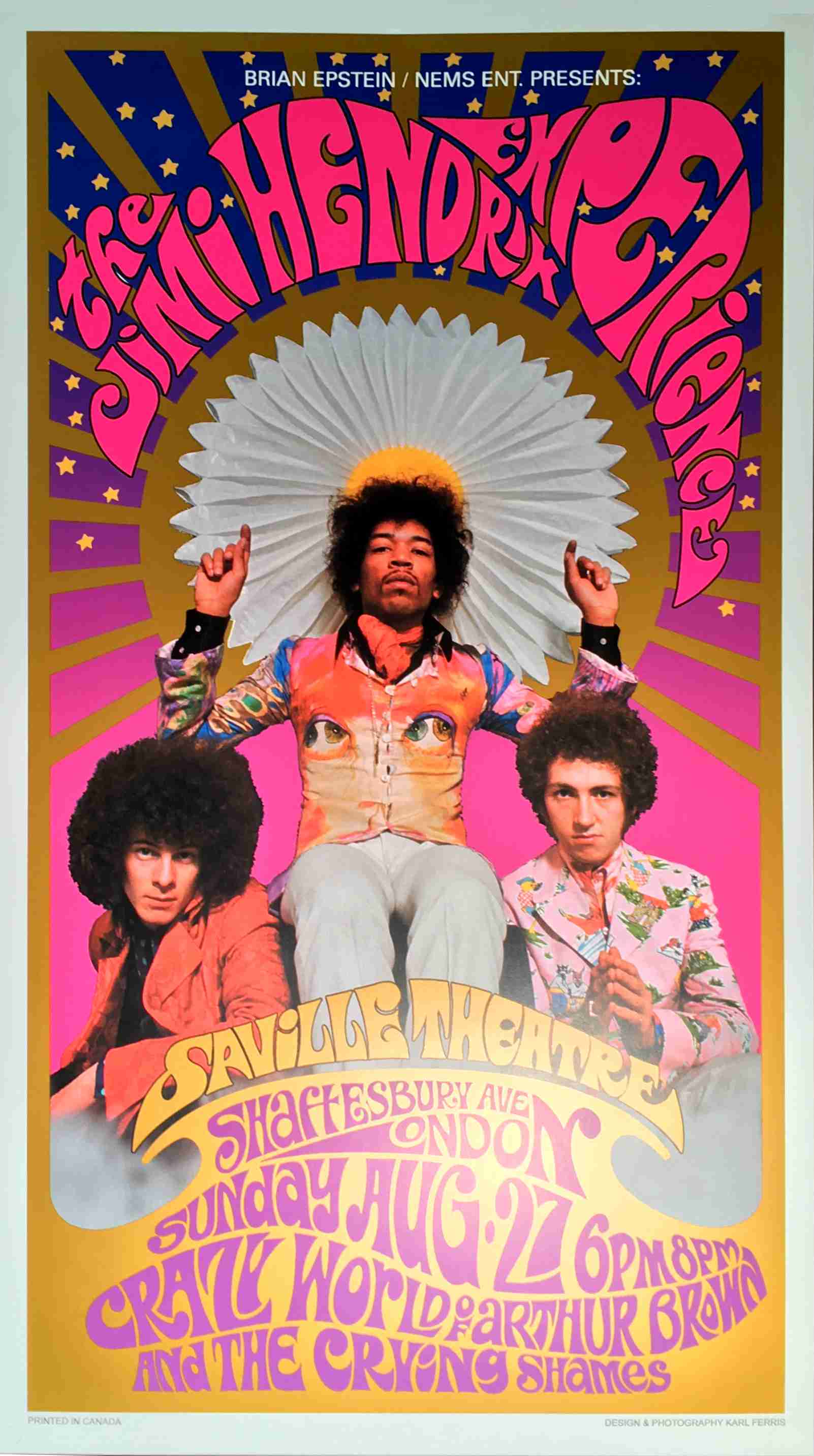 ビンテージ 60s JIMI HENDRIX EXP プロモ ポスター Jimi Hendrix Experience Poster for 1967 Saville Theater