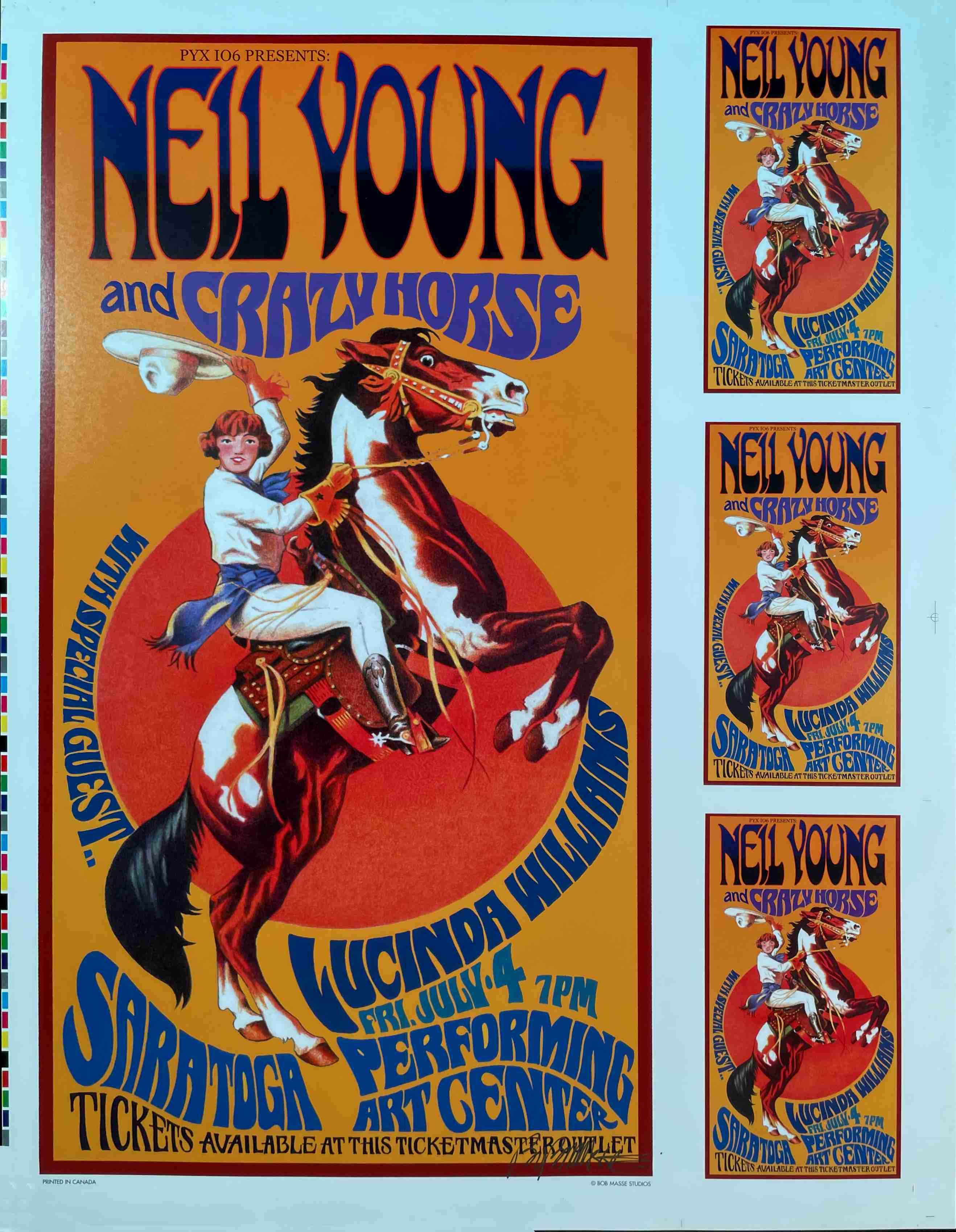RARE ORIGINAL UNCUT PROOF Neil Young Crazy Horse Poster Signed by