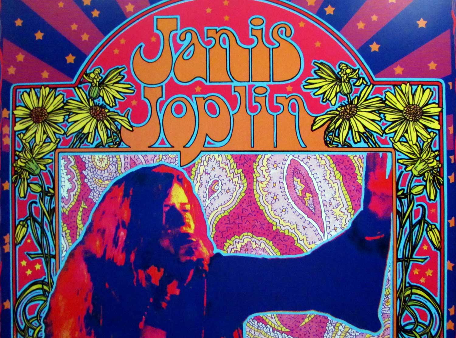 Janis Joplin Poster Psychedelic Explosion Original Litho Hand