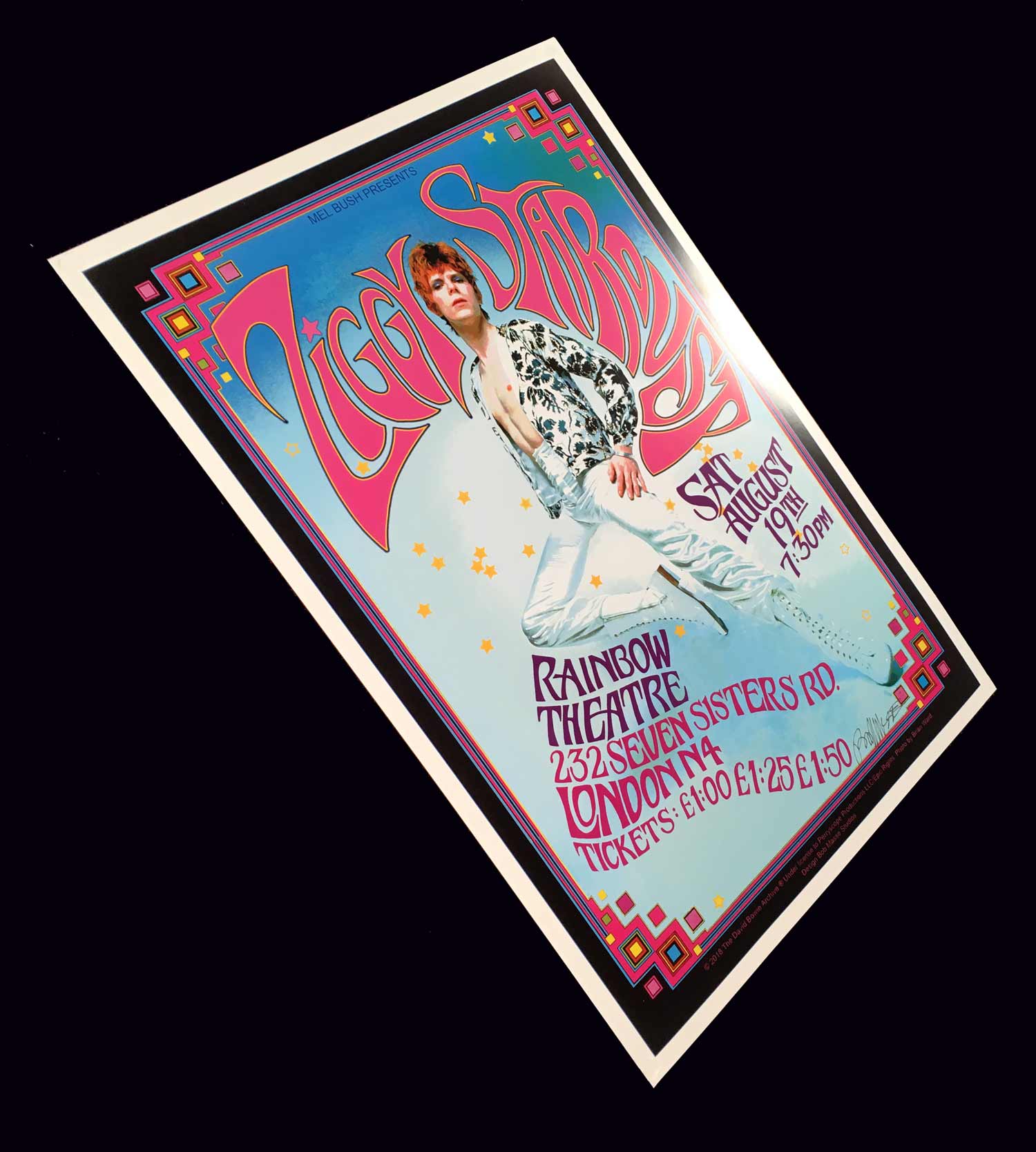 David Bowie Ziggy Stardust Poster Honors 1972 Rainbow Theater Show