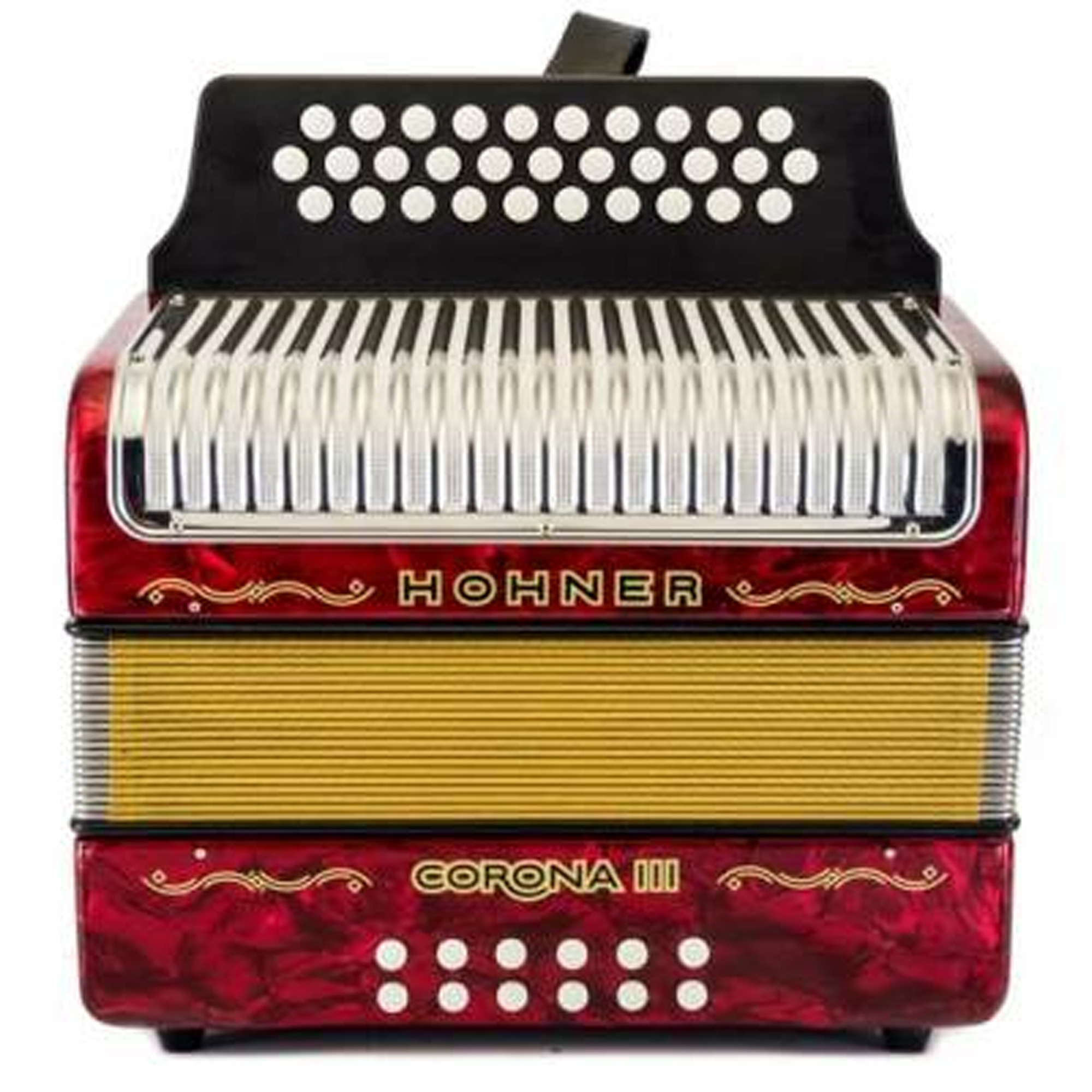 Hohner Button Accordion Corona III GCF, With Gig Bag And Straps, Red eBay