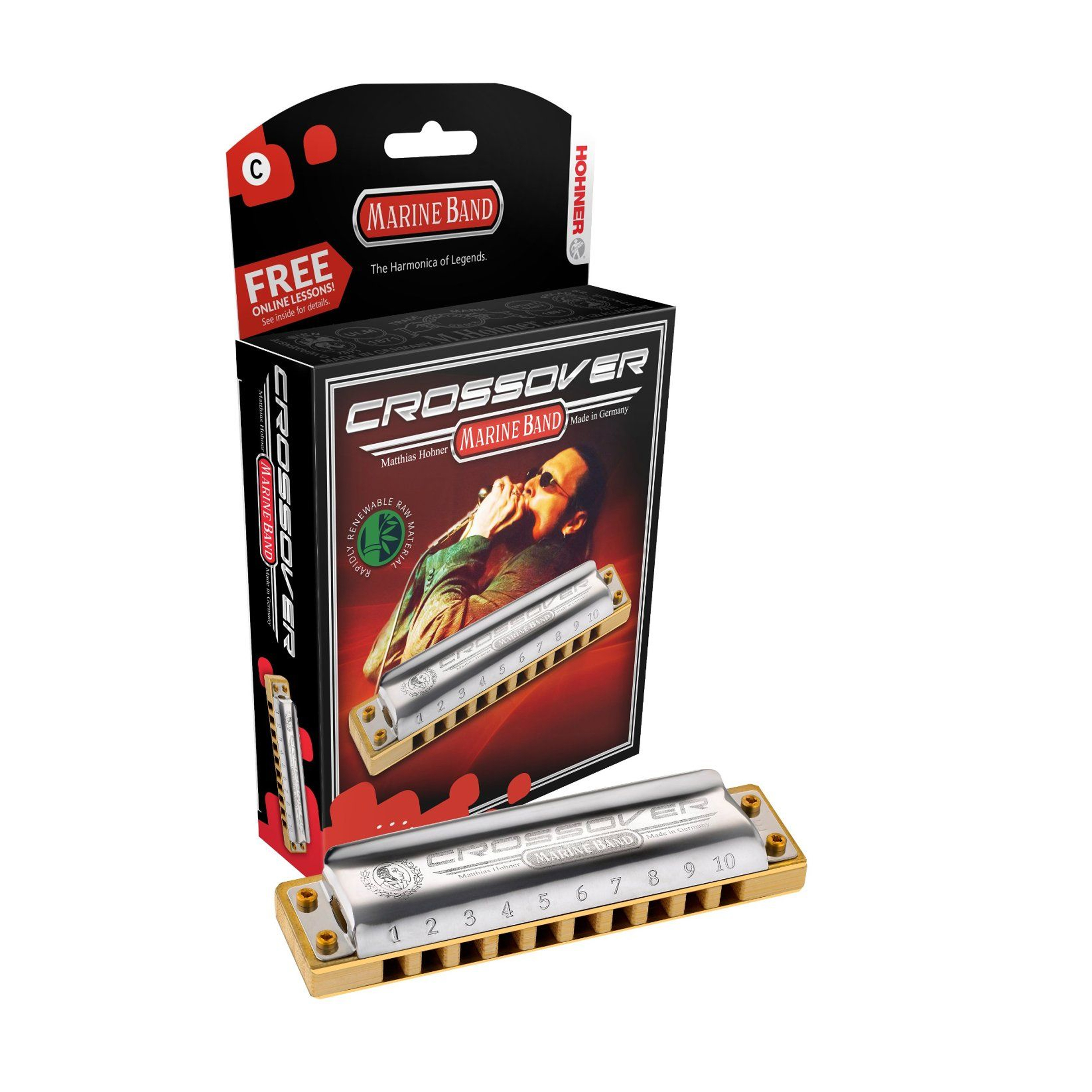 Hohner Marine Band Crossover Diatonic Harmonica Key Of Bb 190786074941