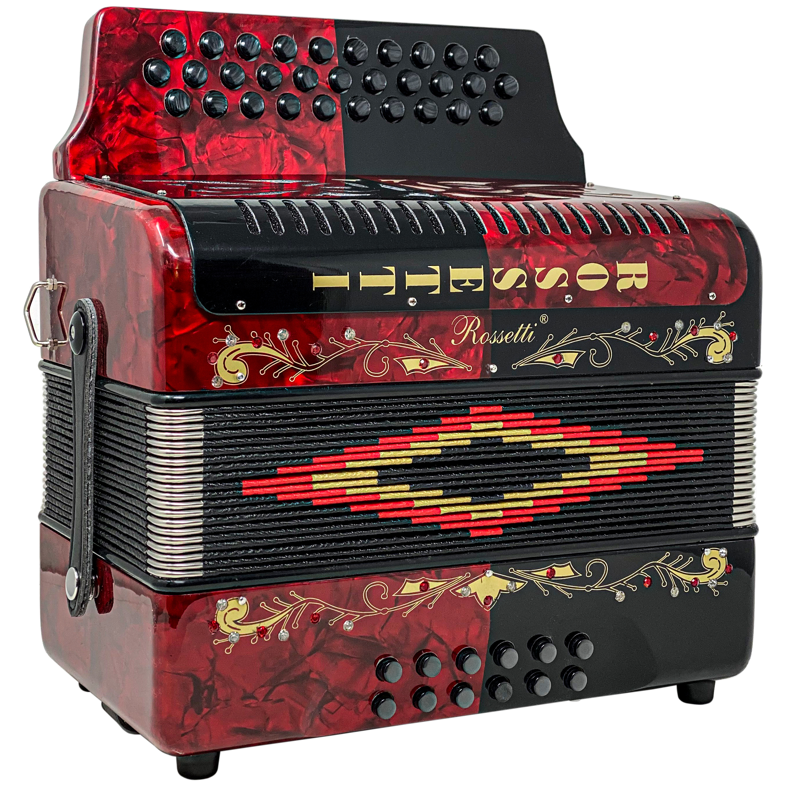 Rossetti 31 Button Accordion 12 Bass GCF Red and Black | eBay