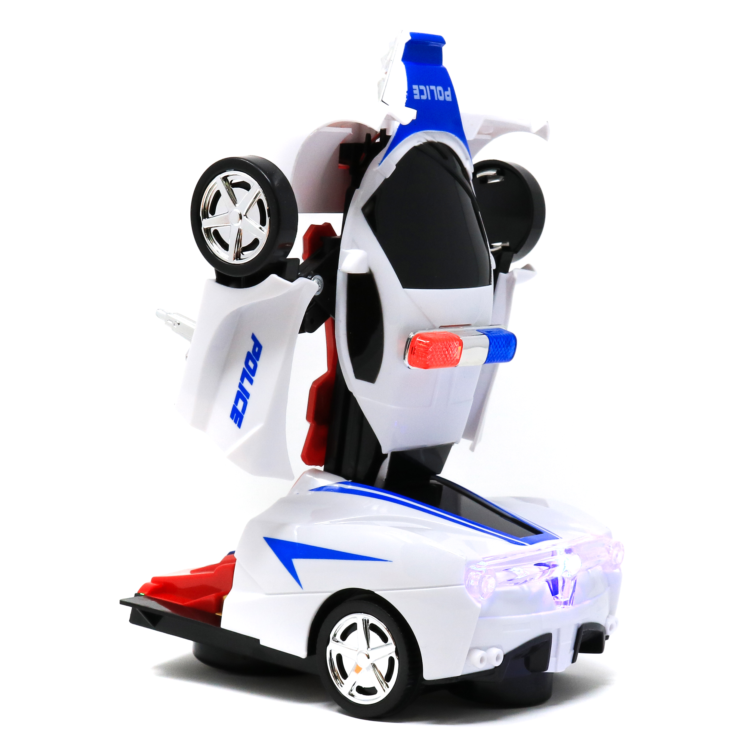 Retailery 2In1 Robot Toy Police Car Transformer Robot With Lights And
