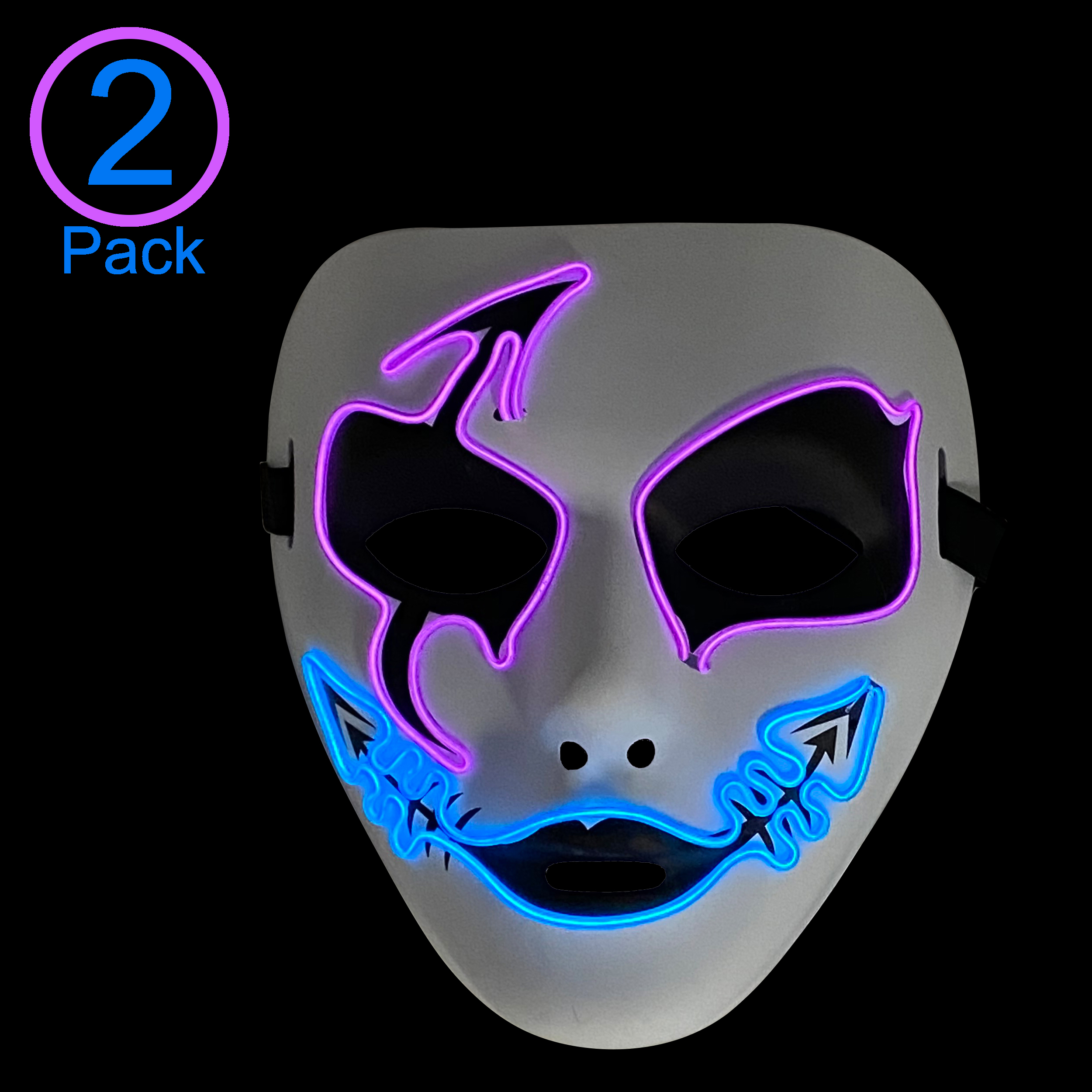 Retailery LED Light Up Mask, 2 Pack, Purple Blue eBay