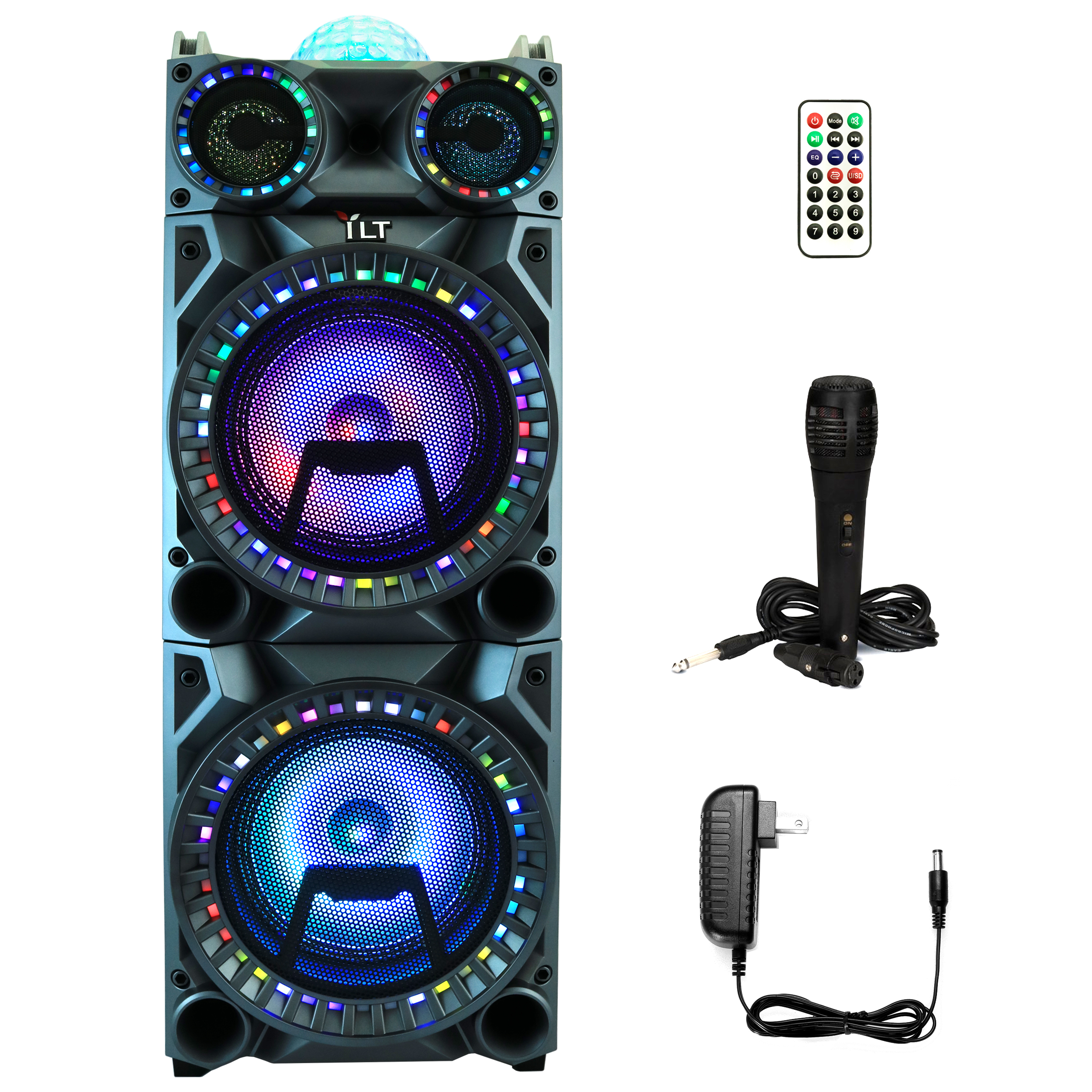 YLT Dual 10 Inch Karaoke Rechargeable Speaker Mic, Bluetooth DJ