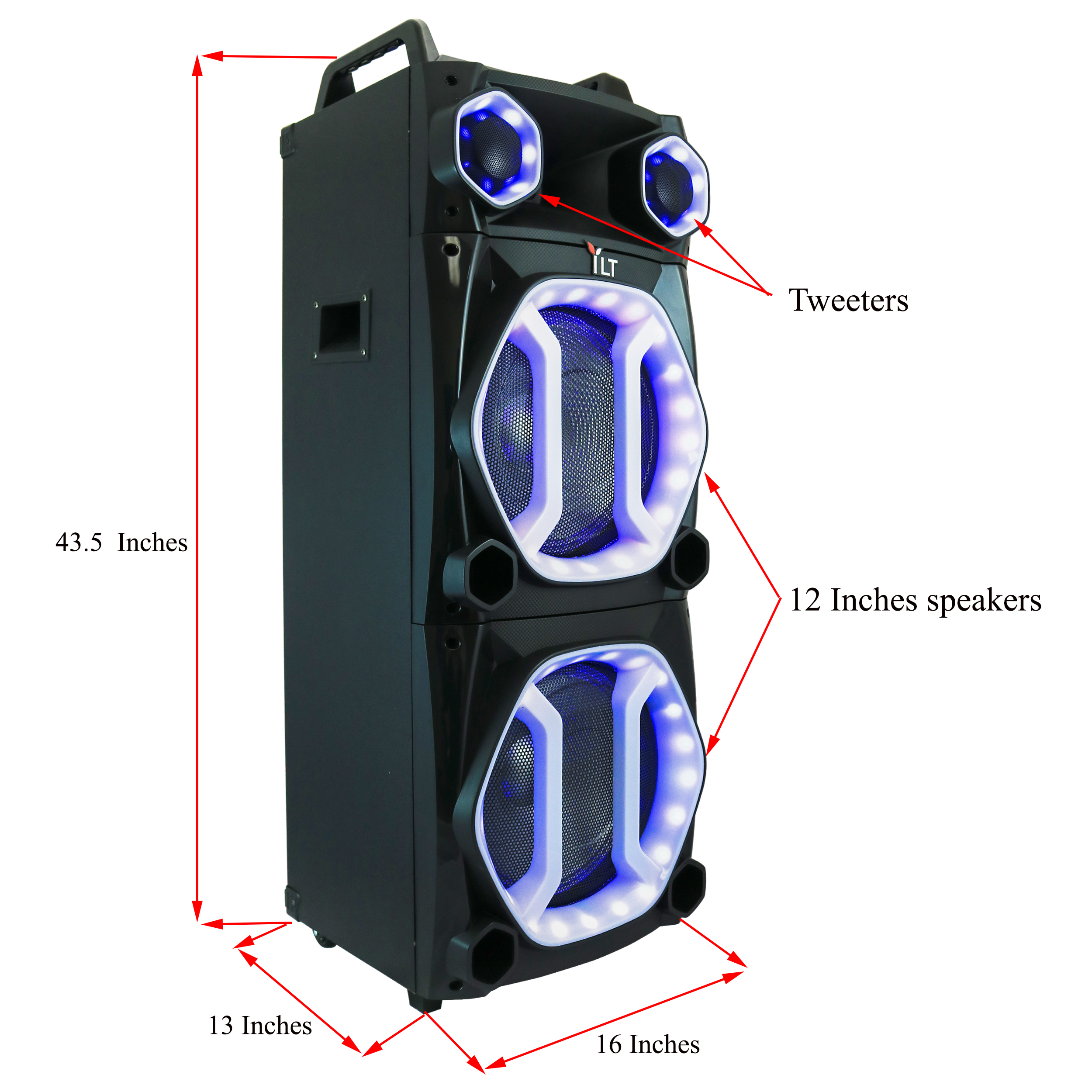 YLT Dual 12 Inch Karaoke Rechargeable Pro Speaker, Mic, Bluetooth AUX