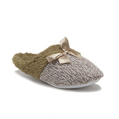 New Women's 1343A Slip On Faux Fur Indoor House Shoes Slippers - Picture 17 of 21