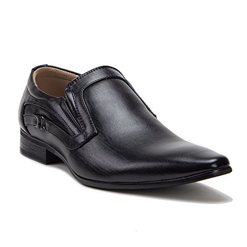 black leatherette slip on loafers