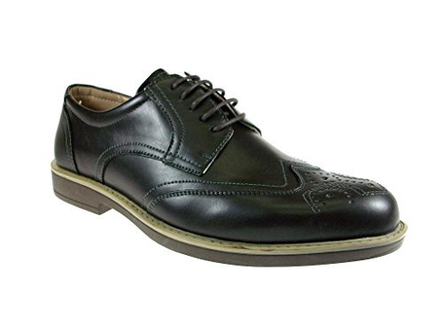 Men's Edison Wing Tip Semi Brogue Classic Formal Lace Up Oxfords Dress Shoes - Picture 2 of 2
