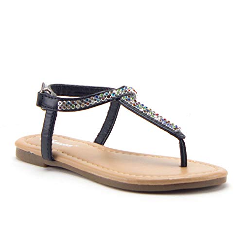 Little Toddler Girls Rhinestone Rainbow Crystals Open Toe Sandals Dress Shoes - Picture 2 of 9