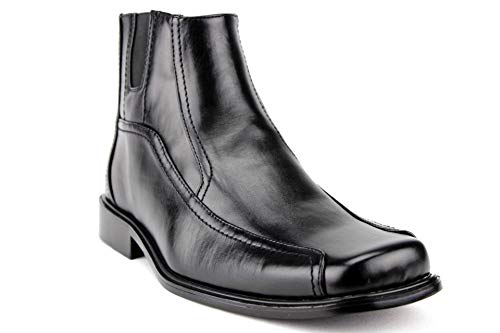 Men's 38912 Leather Lined Ankle High Moto Zipped Chelsea Dress Boots - Picture 3 of 9