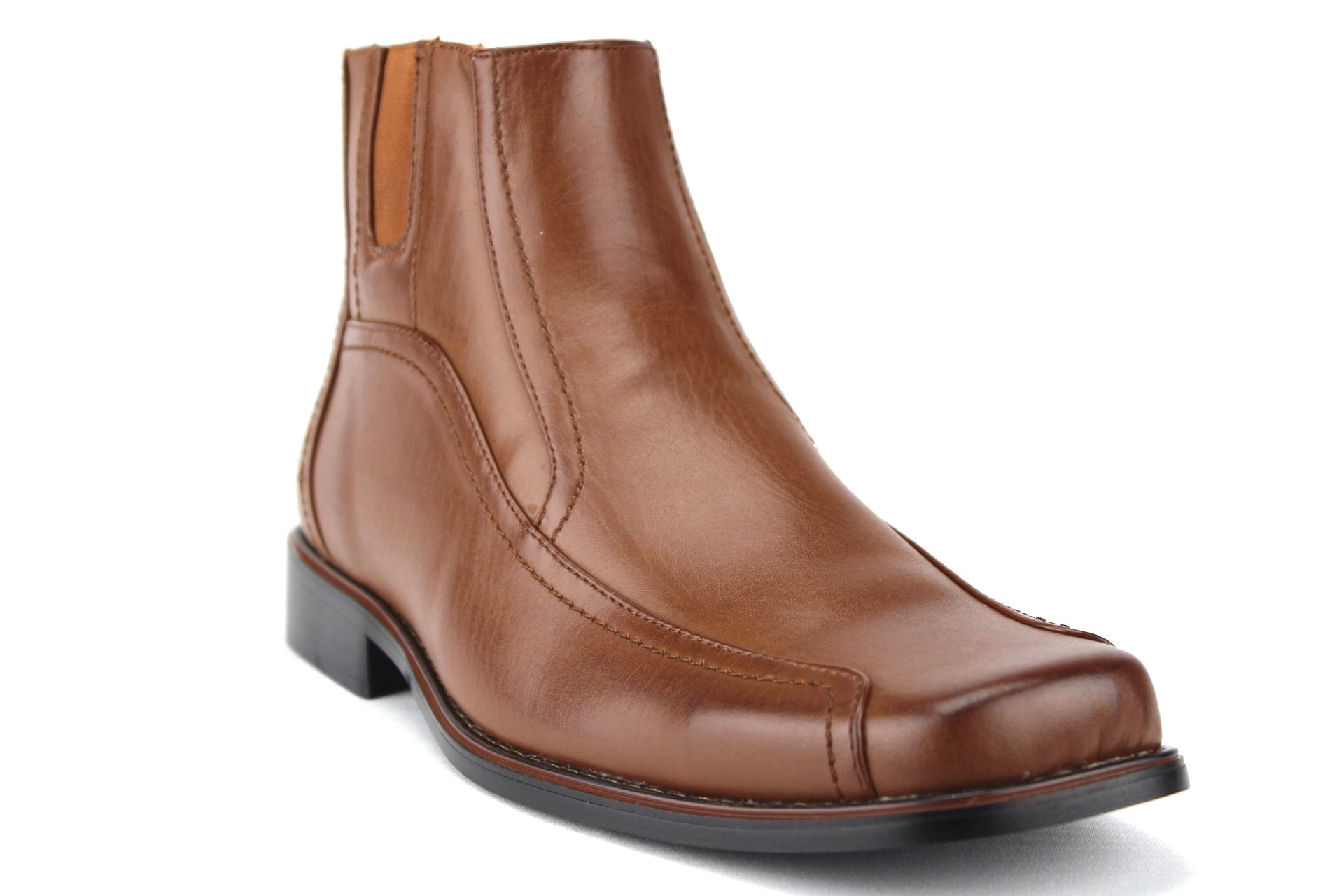 Men's 38912 Leather Lined Ankle High Moto Zipped Chelsea Dress Boots - Picture 4 of 9