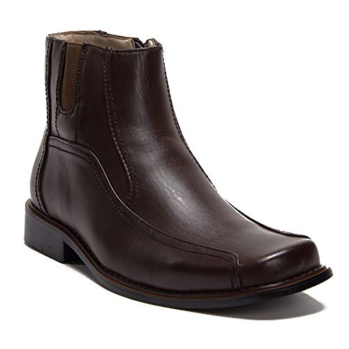 Men's 38912 Leather Lined Ankle High Moto Zipped Chelsea Dress Boots - Picture 8 of 9