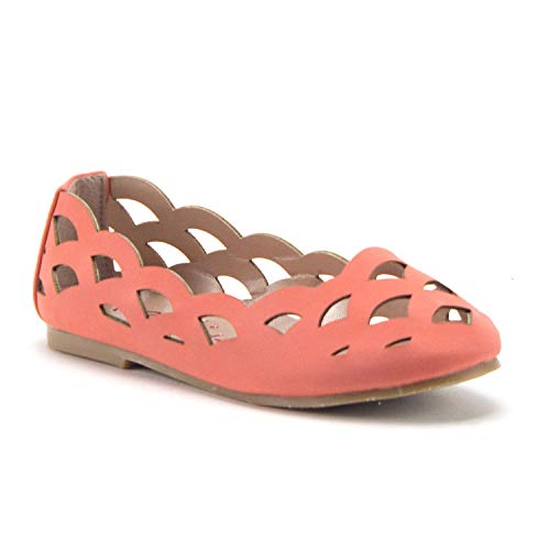 Little Girls & Toddler Laser Cut Out Round Toe Slip On Ballet Flats Dress Shoes - Picture 4 of 5