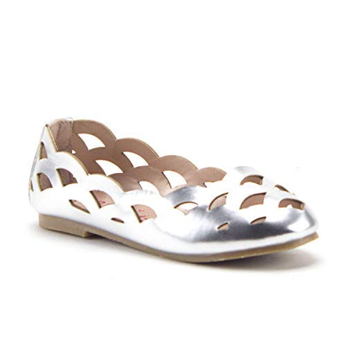 Little Girls & Toddler Laser Cut Out Round Toe Slip On Ballet Flats Dress Shoes - Picture 5 of 5