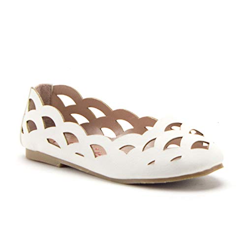 Little Girls & Toddler Laser Cut Out Round Toe Slip On Ballet Flats Dress Shoes - Picture 3 of 5