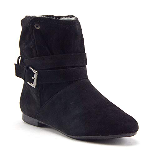 Damen-Stiefeletten mit Fell gefüttert wandelbar Bündchen rund geschnitten Wildleder elegante Stiefel - Bild 4 von 5