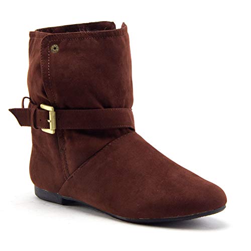 Damen-Stiefeletten mit Fell gefüttert wandelbar Bündchen rund geschnitten Wildleder elegante Stiefel - Bild 5 von 5