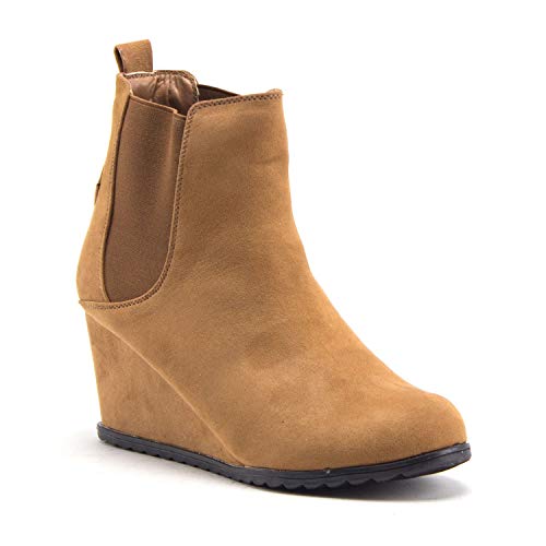 Gina elegante Damenstiefeletten Keilabsatz zum Überziehen Chelsea-Bootie rund geschnitten - Bild 6 von 6