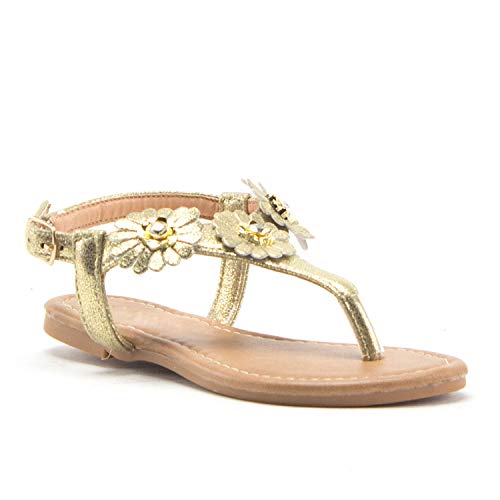 Little Toddler Girls Rhinestone Rainbow Crystals Open Toe Sandals Dress Shoes - Picture 6 of 9