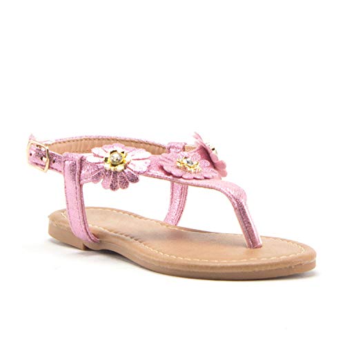 Little Toddler Girls Rhinestone Rainbow Crystals Open Toe Sandals Dress Shoes - Picture 7 of 9