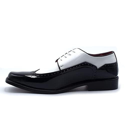 Zapatos de vestir Oxford formales de cuero negro 86214 clásicos para hombre - Imagen 7 de 8