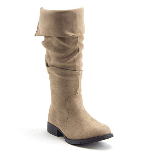 Jazamé Toddler Girls Little Kids Knee High Suede Zipped Fold Down Riding Boots - Picture 11 of 11