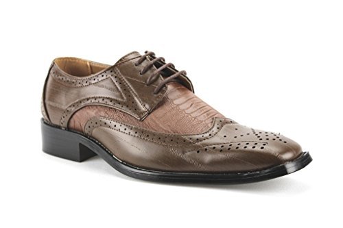 ermax Men's W2015-2 Fashion Wing Tip Faux Crocodile Skin Oxfords Shoes - Picture 3 of 3