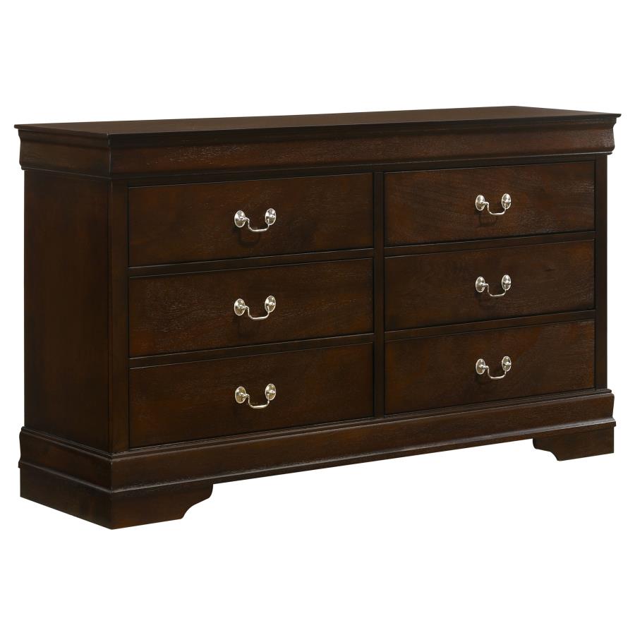 Louis Philippe 4 PC Panel Bedroom Set with High Headboard In Cappuccino - Picture 19 of 24
