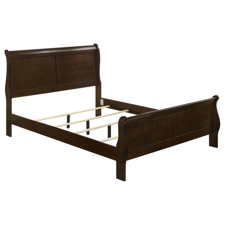 Louis Philippe 4 PC Panel Bedroom Set with High Headboard In Cappuccino - Picture 15 of 24