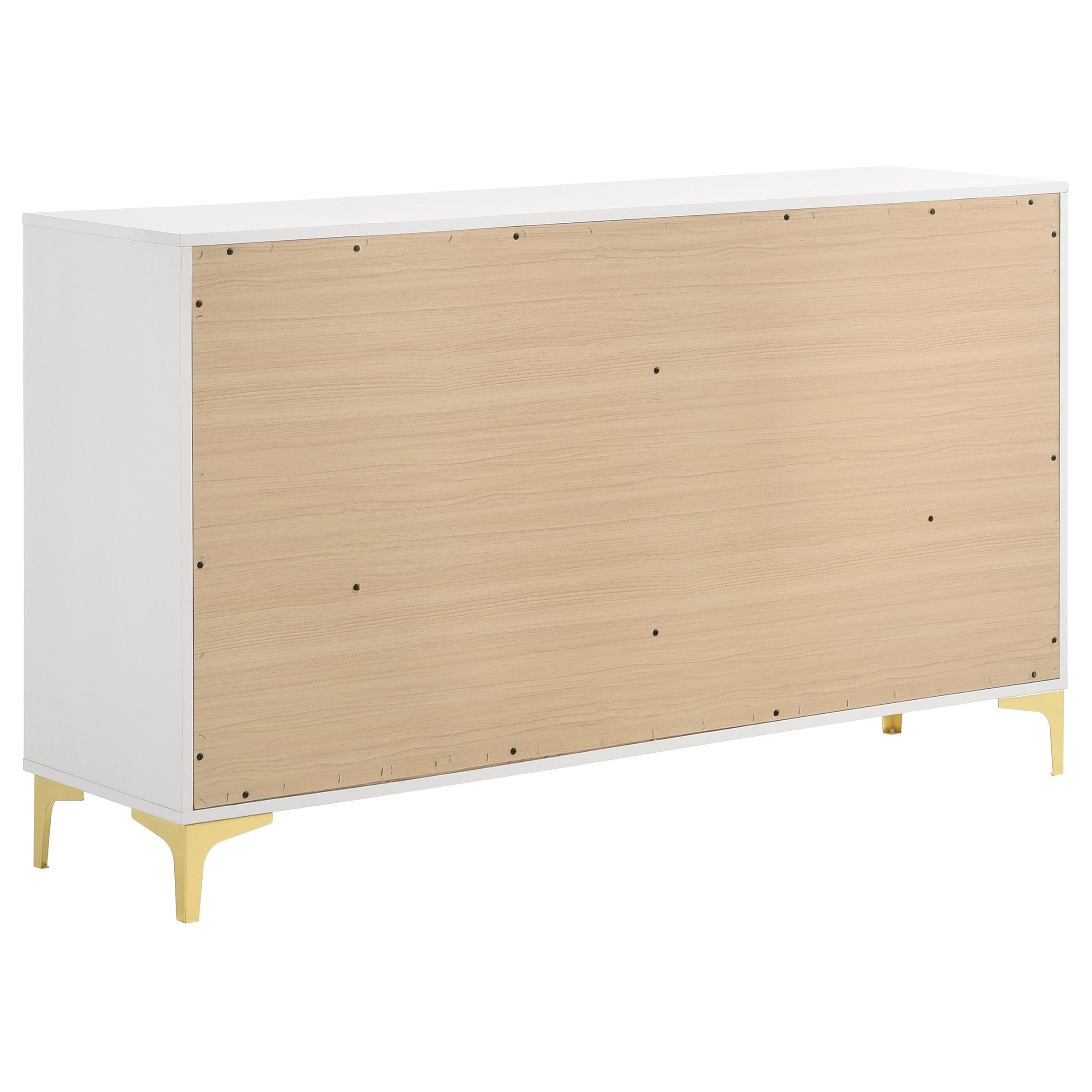 Kendall Modern Glam 4 PC Queen King Upholstered Panel Bedroom Set in White - Picture 18 of 23