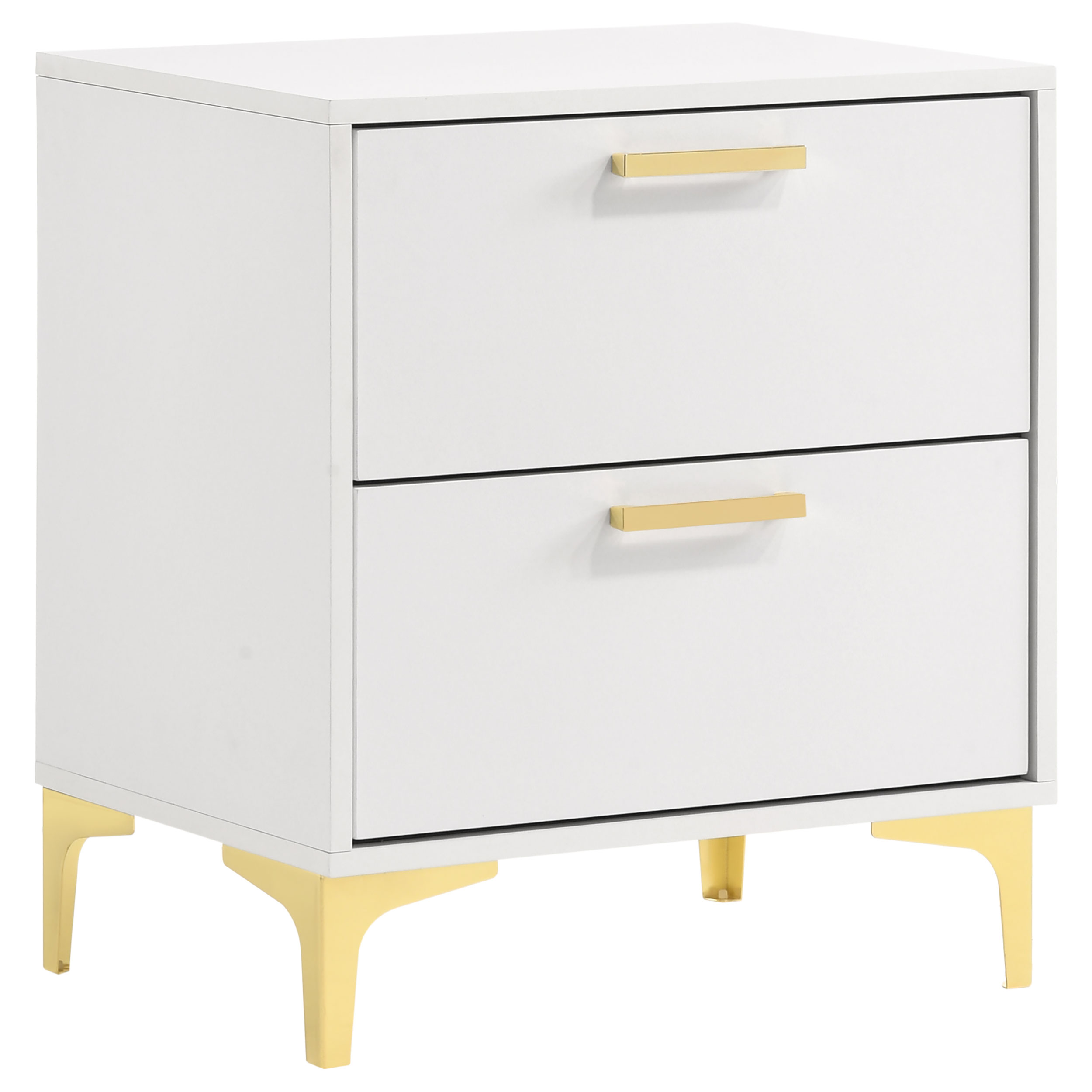 Kendall Modern Glam 4 PC Queen King Upholstered Panel Bedroom Set in White - Picture 15 of 23
