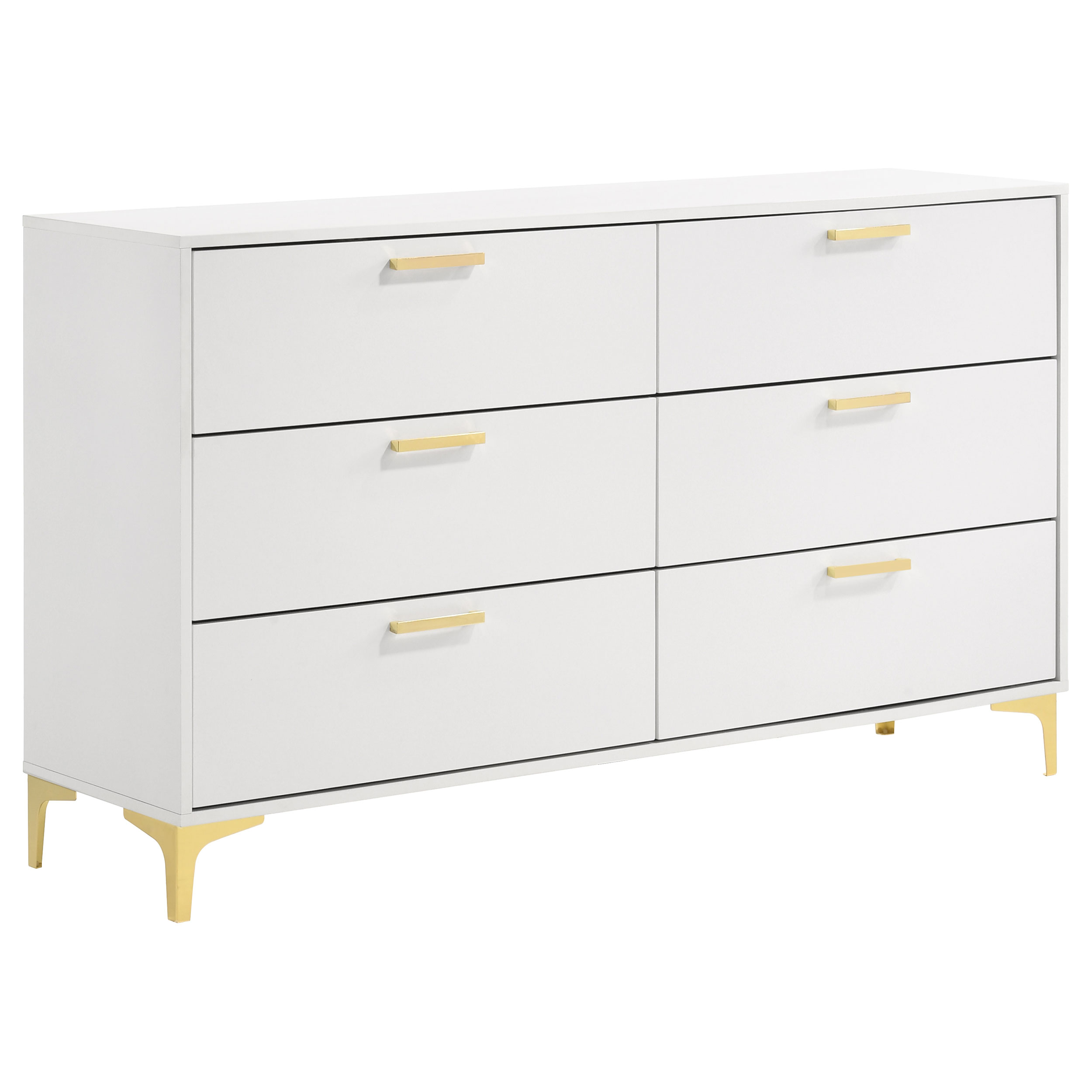 Kendall Modern Glam 4 PC Queen King Upholstered Panel Bedroom Set in White - Picture 17 of 23