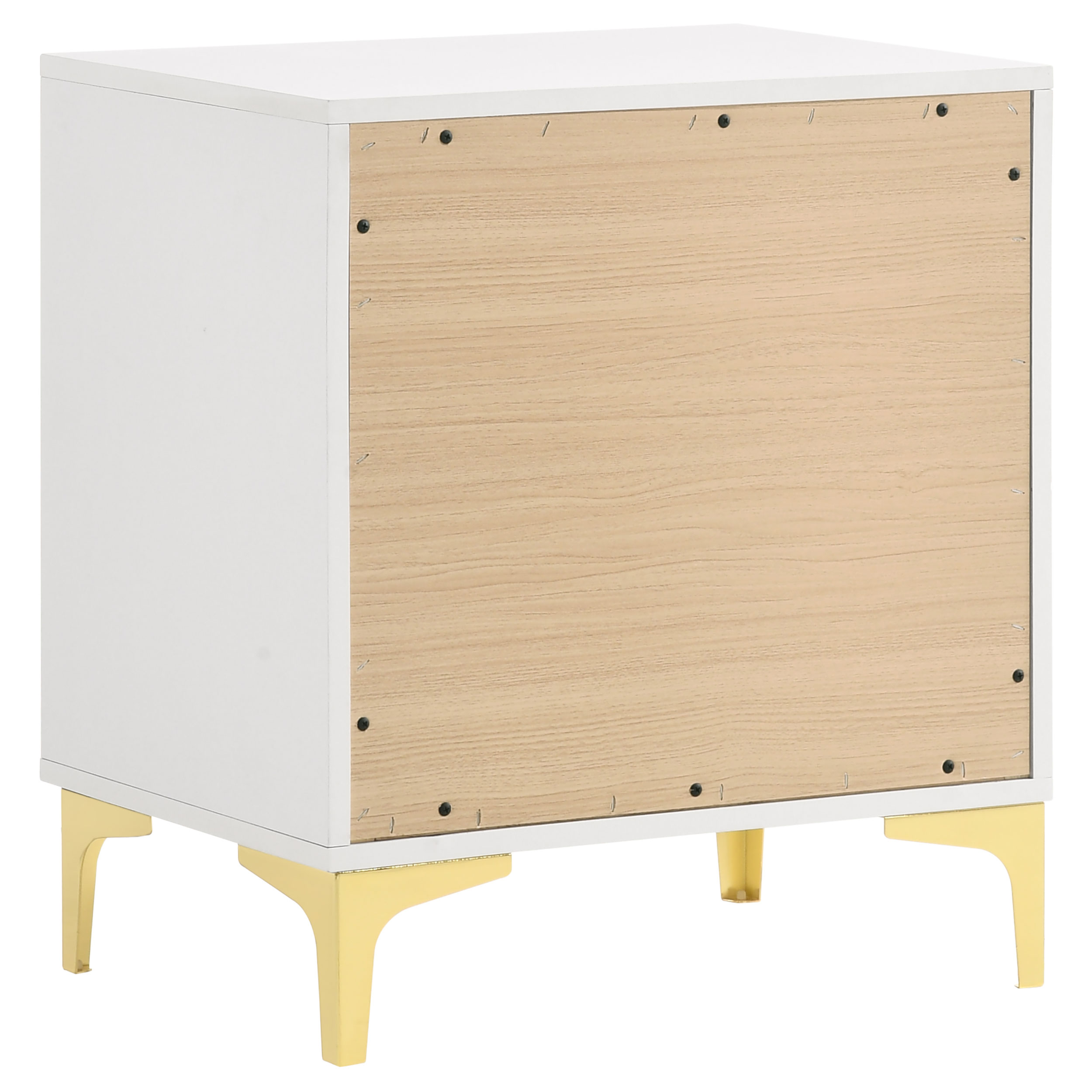 Kendall Modern Glam 4 PC Queen King Upholstered Panel Bedroom Set in White - Picture 16 of 23