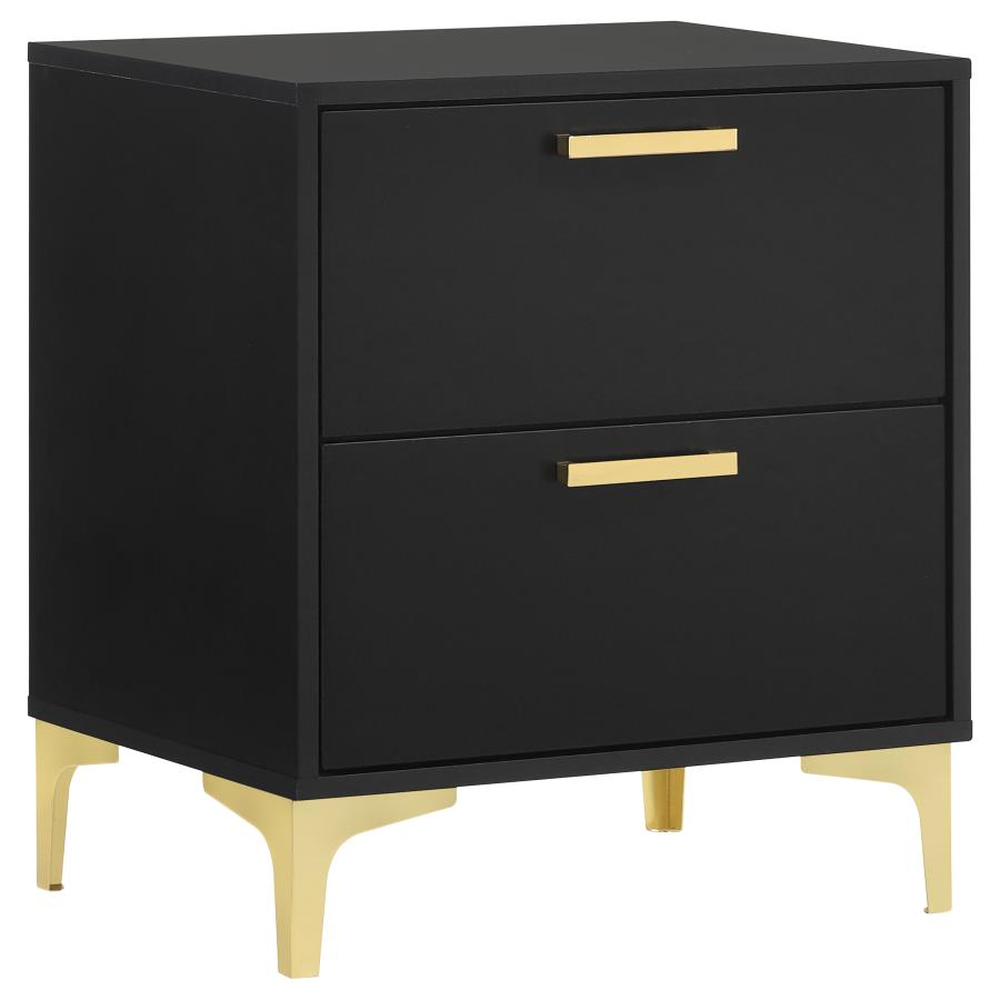 Contemporary Velvet Wing back Queen King Bedroom Set In Gold Black - Picture 17 of 36