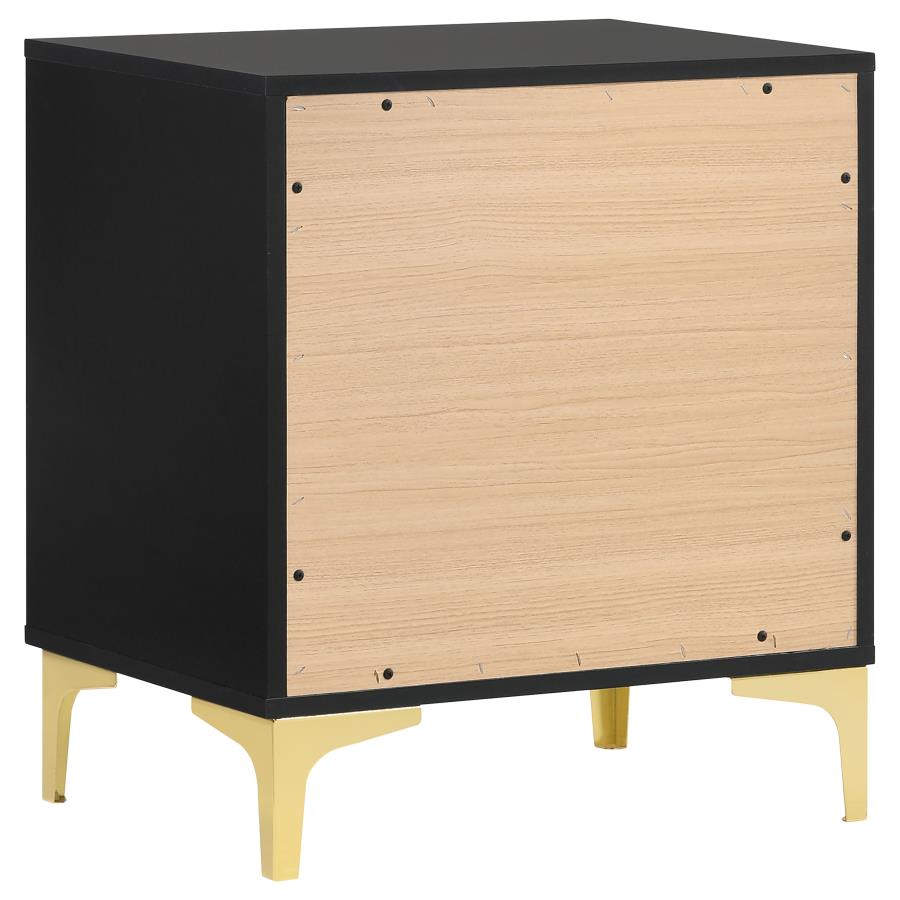 Contemporary Velvet Wing back Queen King Bedroom Set In Gold Black - Picture 29 of 36