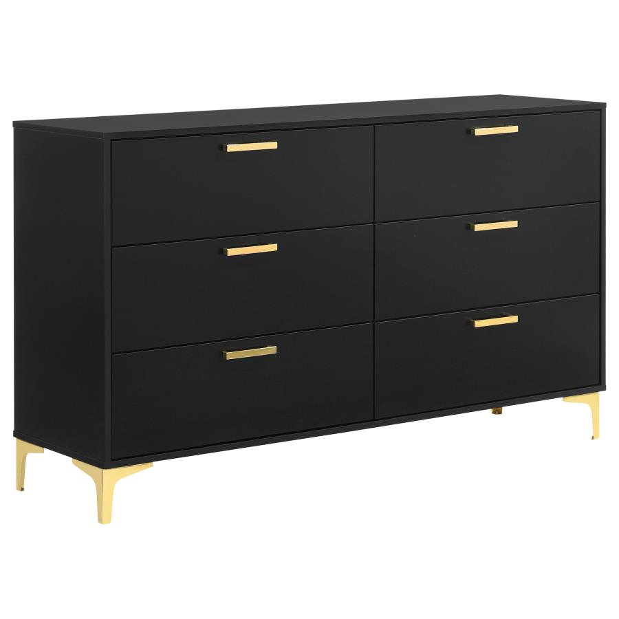 Contemporary Velvet Wing back Queen King Bedroom Set In Gold Black - Picture 30 of 36