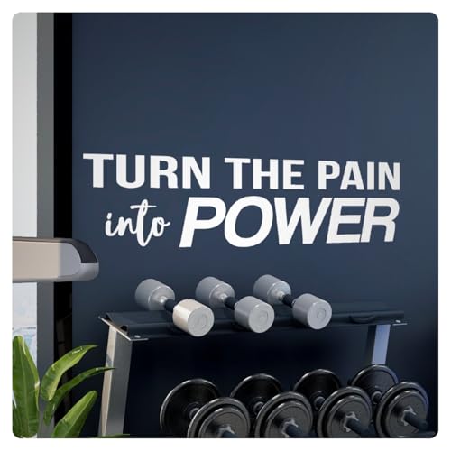 Pain into Power Motivational Wall Decal Sticker Quote Home Gym Decor