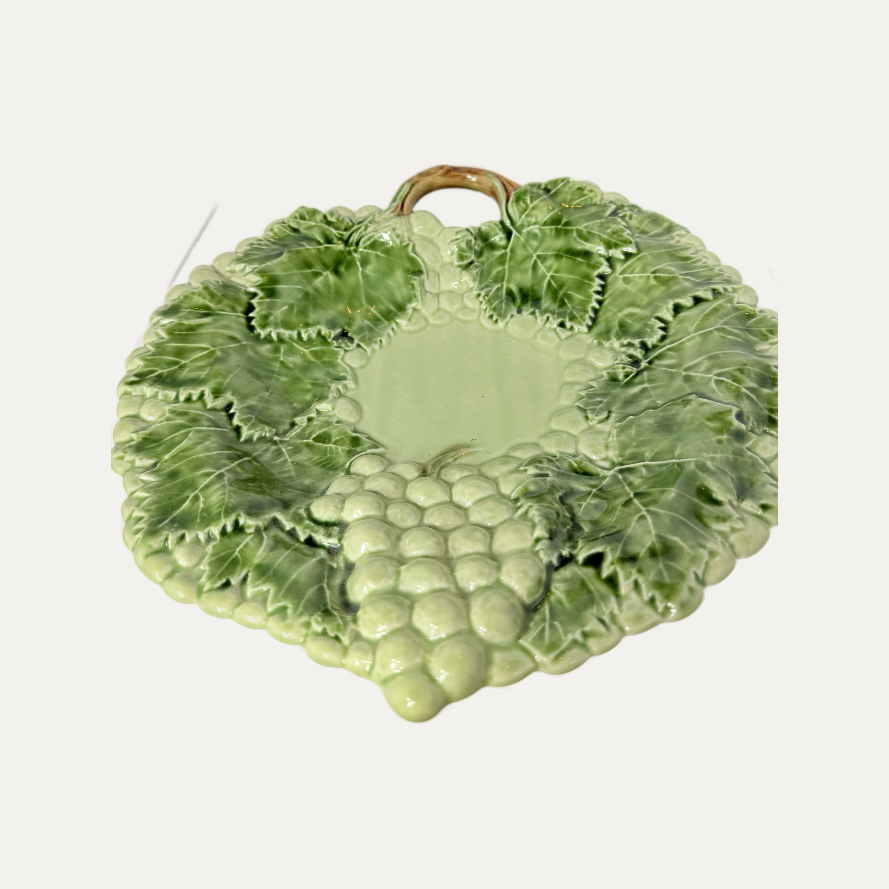 Vintage Caldas 498 Portugal Majolica Grape Leaf Serving Plate