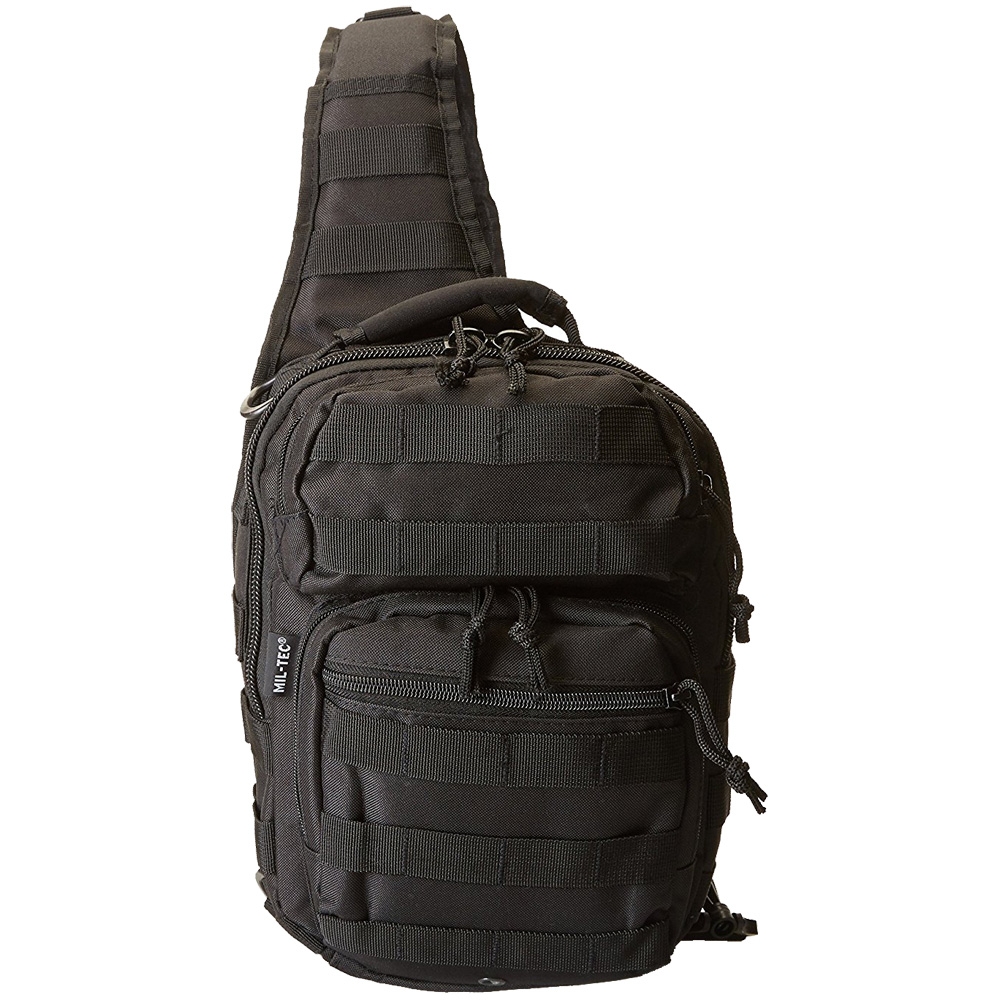 MilTec Single Shoulder Strap 10L Black Tactical Assault Backpack