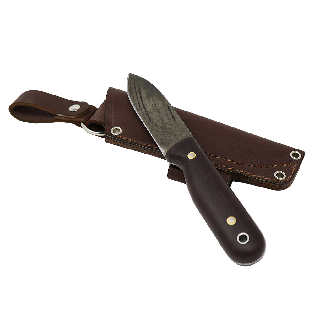 LT Wright Handcrafted Knives Bushcrafter, Convex, HC 1075, Double Red