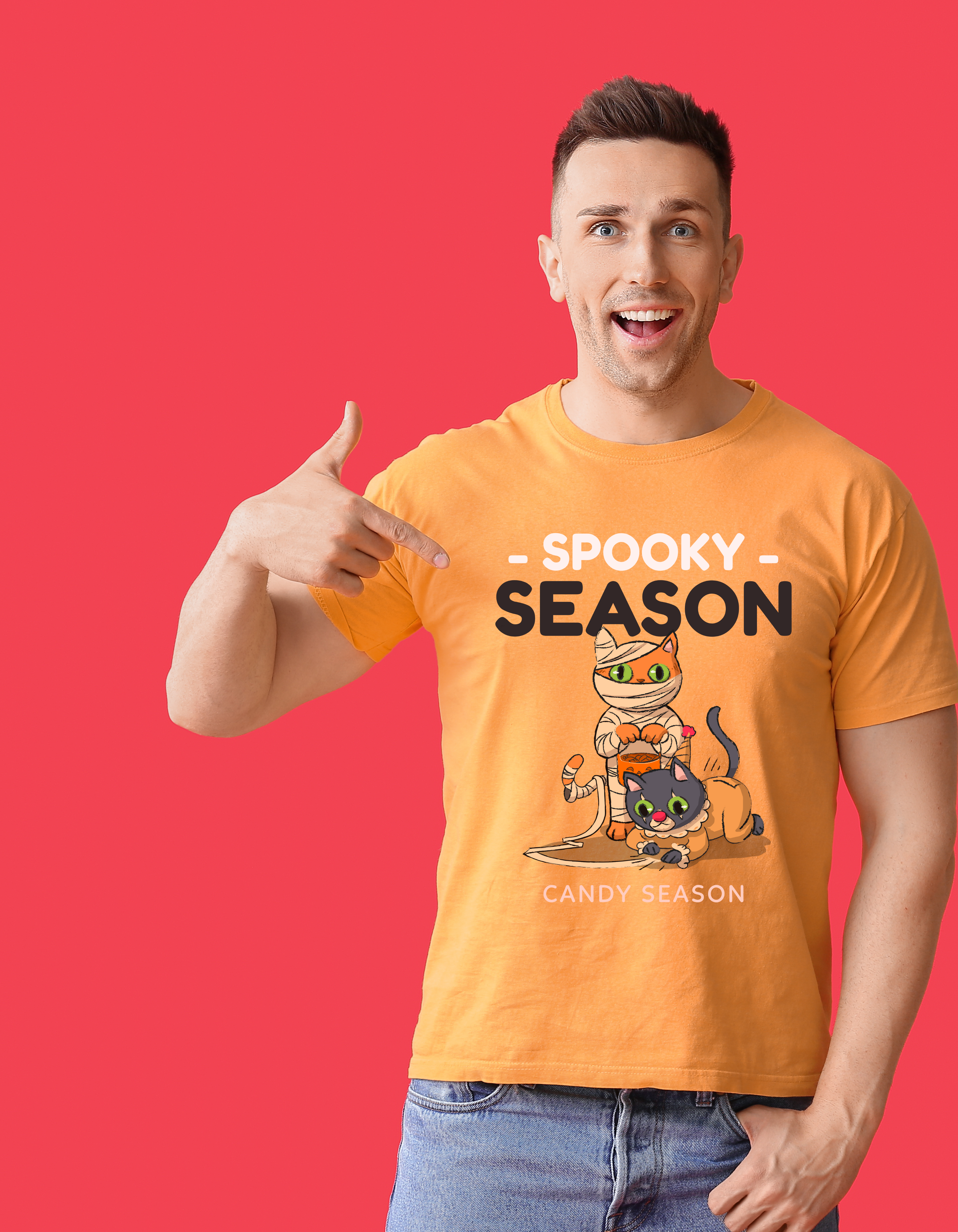 Halloween Spooky Mummy Cat T Shirt - Picture 1 of 9